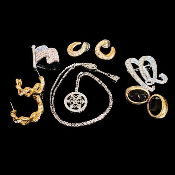 SWAROVSKI CRYSTAL Jewelry Lot Bundle of 6 Signed Swarovski Crystal Pieces Americ - Picture 1 of 9